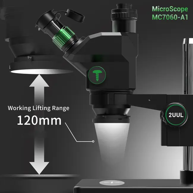 2uul MicroScope MC7060-A1 7-60X Synchronous Zoom Trinocular Microscope for PCB Micro-Work 856_16506