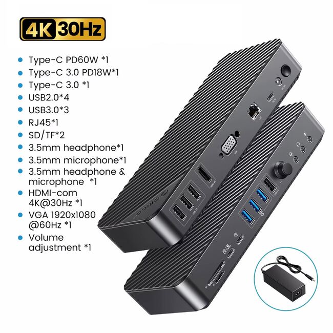 Orico DKA19 19-in-1 5Gbps Type-C HDMI VGA RJ45 SD/TF Headphone Desktop Docking Station 914_16959