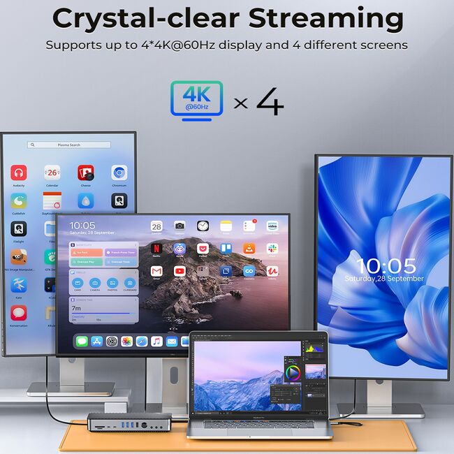 Orico DKA20 20-in-1 10Gbps Type-C HDMI VGA RJ45 SD/TF Headphone Desktop Docking Station 915_16977