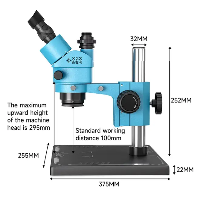 Xinzhizao X3 Max 7-45X Synchronous Zoom Trinocular Stereo Microscope with Aluminum Alloy Base Mobile Phone, and Computer Repair 806_16080