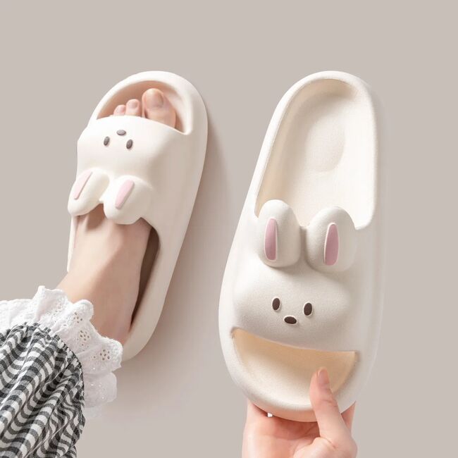 Cartoon Rabbit Slippers Women Men Couples House Slides Shower Beach Sandals Soft EVA Thick Sole Cute Bathroom Non Slip Shoes 931_17273