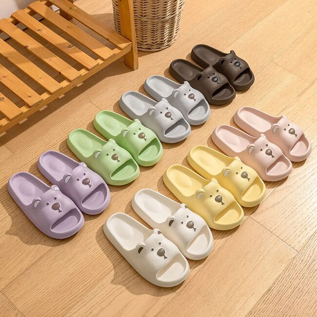 Cute Bear Women Home Slippers Summer Flat Beach sandals Fashion Soft Non-Slip Slides Indoor Outdoor Men Bathroom Flip Flops 932_17296