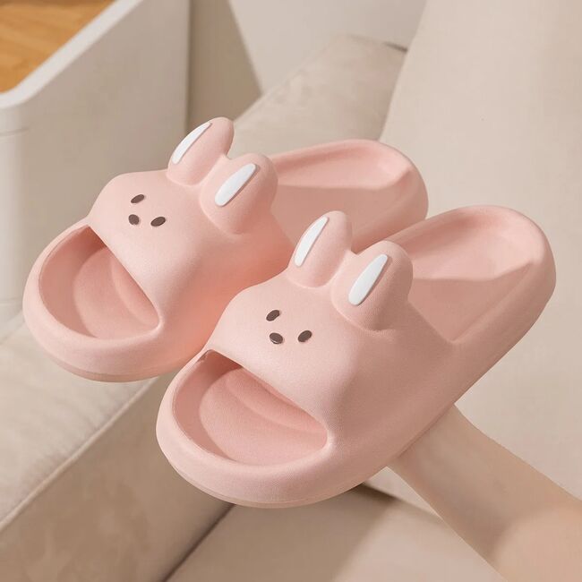 Cartoon Rabbit Slippers Women Men Couples House Slides Shower Beach Sandals Soft EVA Thick Sole Cute Bathroom Non Slip Shoes 931_17274