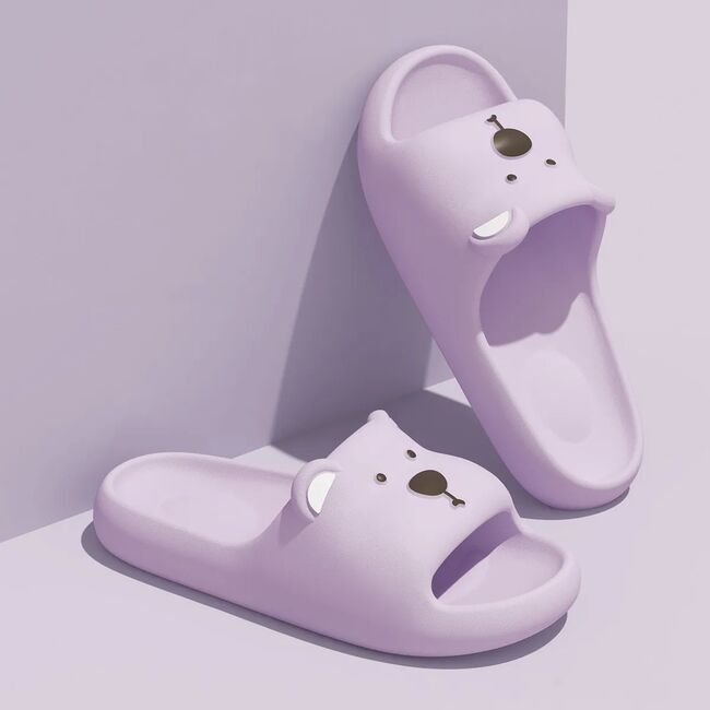 Cute Bear Women Home Slippers Summer Flat Beach sandals Fashion Soft Non-Slip Slides Indoor Outdoor Men Bathroom Flip Flops 932_17298