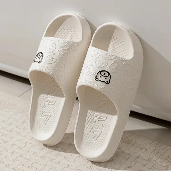 Printting Cute Bear Women Slippers Summer Indoor Soft Cartoon Sandals Bathroom Anti-slip Outdoor Comfy Men Leisure Shoes Couple 1021_18975