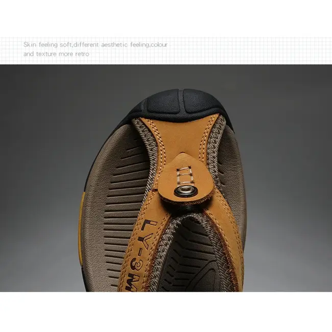 Genuine Cow Leather Shoes Men Sandals Mens Flip Flops Men's Casual Shoes Classic Massage Beach Slippers Anti-slip Summer 994_18502