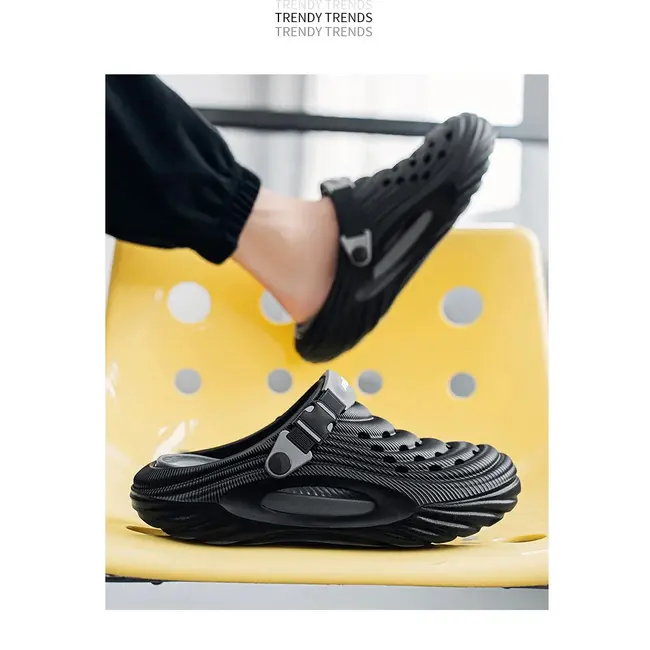 Large Size Men's Slippers Anti-Slip Odor-Resistant Operating Room Cap-Toe Clog Shoes Thick Bottom Sensation Beach Sandals 1003_18667