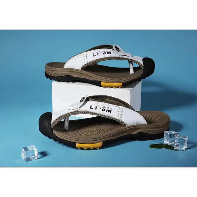 Genuine Cow Leather Shoes Men Sandals Mens Flip Flops Men's Casual Shoes Classic Massage Beach Slippers Anti-slip Summer 994_18476