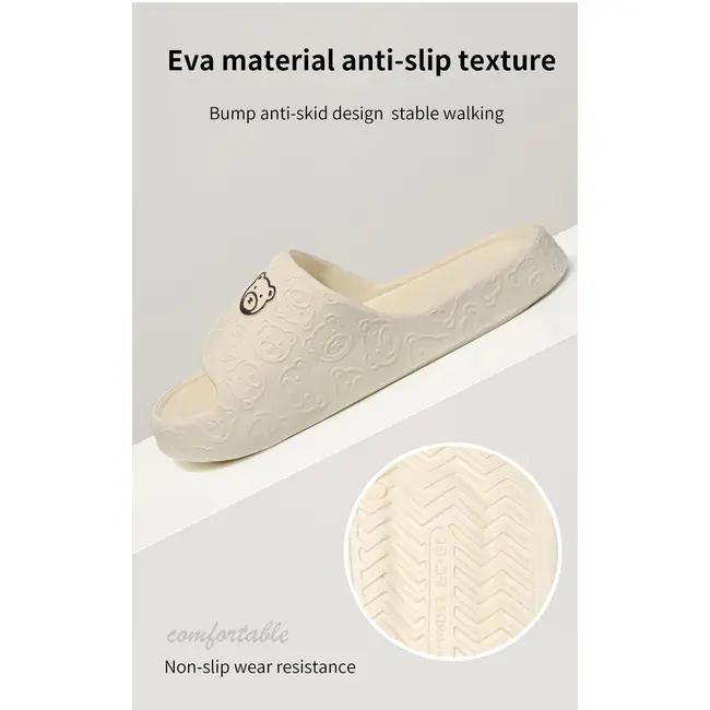 Printting Cute Bear Women Slippers Summer Indoor Soft Cartoon Sandals Bathroom Anti-slip Outdoor Comfy Men Leisure Shoes Couple 1021_18977