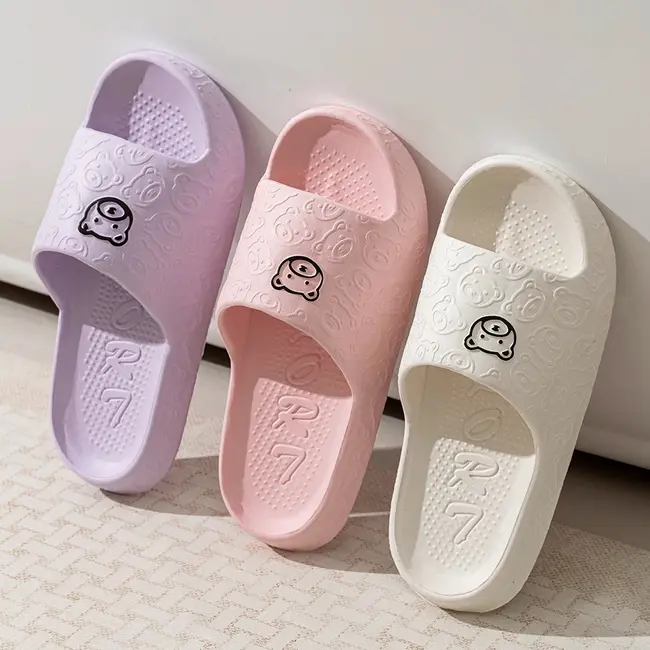 Printting Cute Bear Women Slippers Summer Indoor Soft Cartoon Sandals Bathroom Anti-slip Outdoor Comfy Men Leisure Shoes Couple 1021_18965