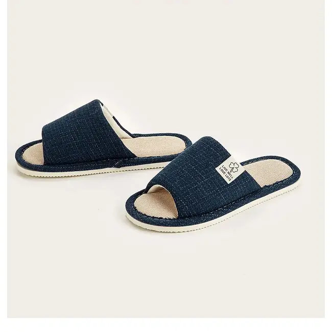 Home Linen Slippers For Men In Spring&Autumn Comfortable Bedroom Open-toed&Breathable Slippers Men's & Women's Shoes 995_18538