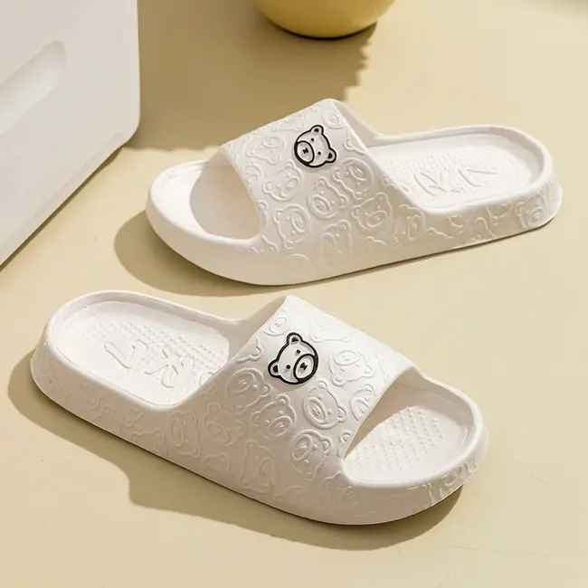 Printting Cute Bear Women Slippers Summer Indoor Soft Cartoon Sandals Bathroom Anti-slip Outdoor Comfy Men Leisure Shoes Couple 1021_18970