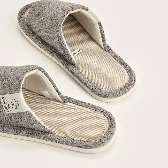 Home Linen Slippers For Men In Spring&Autumn Comfortable Bedroom Open-toed&Breathable Slippers Men's & Women's Shoes 995_18540