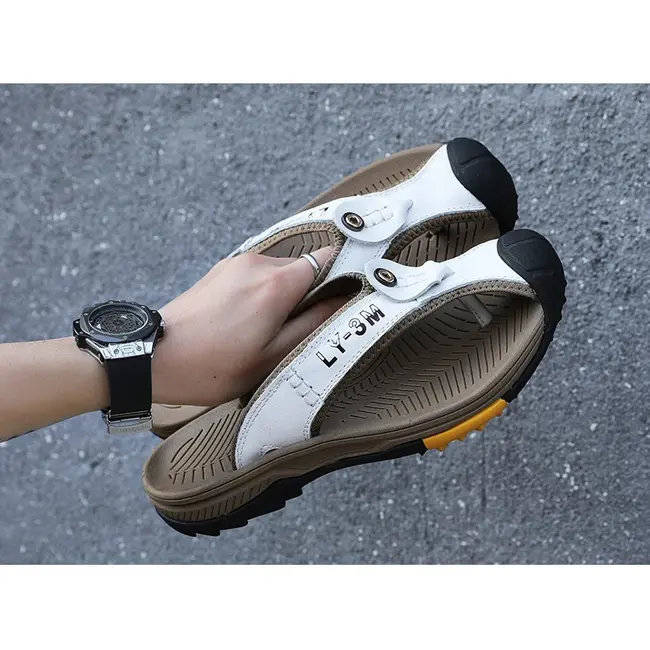 Genuine Cow Leather Shoes Men Sandals Mens Flip Flops Men's Casual Shoes Classic Massage Beach Slippers Anti-slip Summer 994_18482