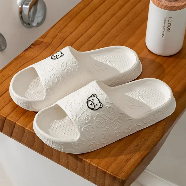Printting Cute Bear Women Slippers Summer Indoor Soft Cartoon Sandals Bathroom Anti-slip Outdoor Comfy Men Leisure Shoes Couple 1021_18971