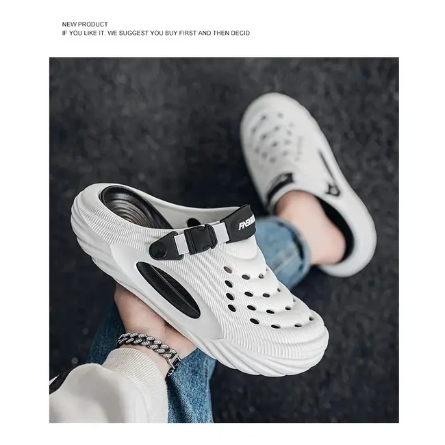 Large Size Men's Slippers Anti-Slip Odor-Resistant Operating Room Cap-Toe Clog Shoes Thick Bottom Sensation Beach Sandals 1003_18652