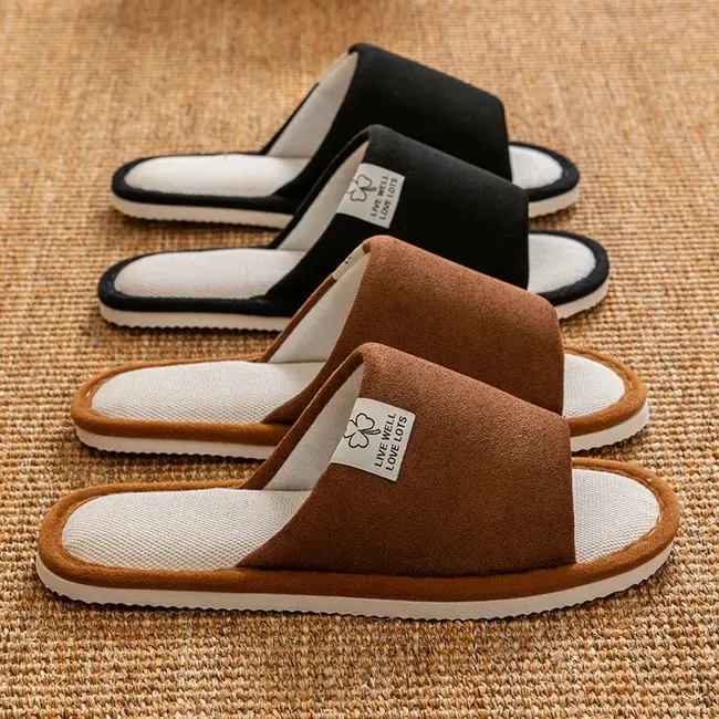 Home Linen Slippers For Men In Spring&Autumn Comfortable Bedroom Open-toed&Breathable Slippers Men's & Women's Shoes 995_18526