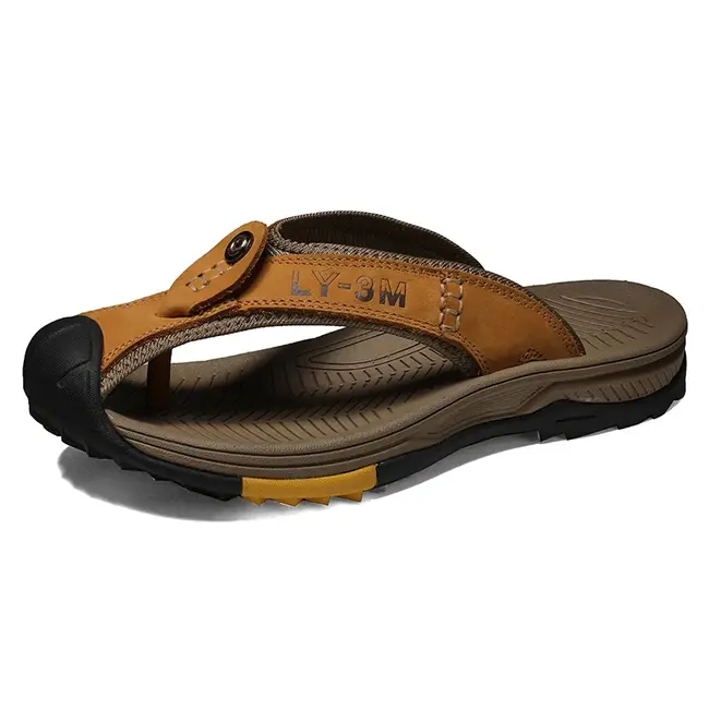 Genuine Cow Leather Shoes Men Sandals Mens Flip Flops Men's Casual Shoes Classic Massage Beach Slippers Anti-slip Summer 994_18489