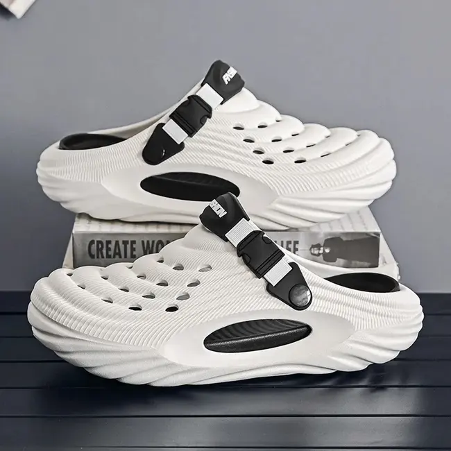 Large Size Men's Slippers Anti-Slip Odor-Resistant Operating Room Cap-Toe Clog Shoes Thick Bottom Sensation Beach Sandals 1003_18651