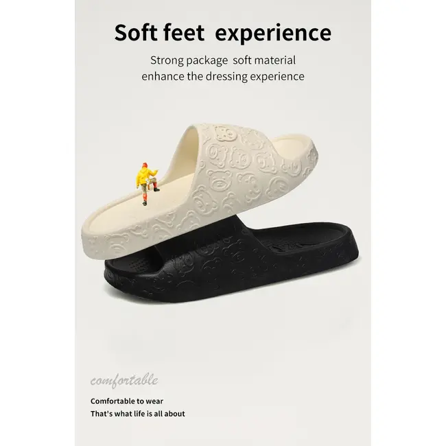 Printting Cute Bear Women Slippers Summer Indoor Soft Cartoon Sandals Bathroom Anti-slip Outdoor Comfy Men Leisure Shoes Couple 1021_18980