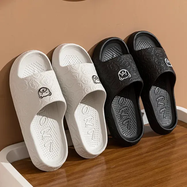 Printting Cute Bear Women Slippers Summer Indoor Soft Cartoon Sandals Bathroom Anti-slip Outdoor Comfy Men Leisure Shoes Couple 1021_18961