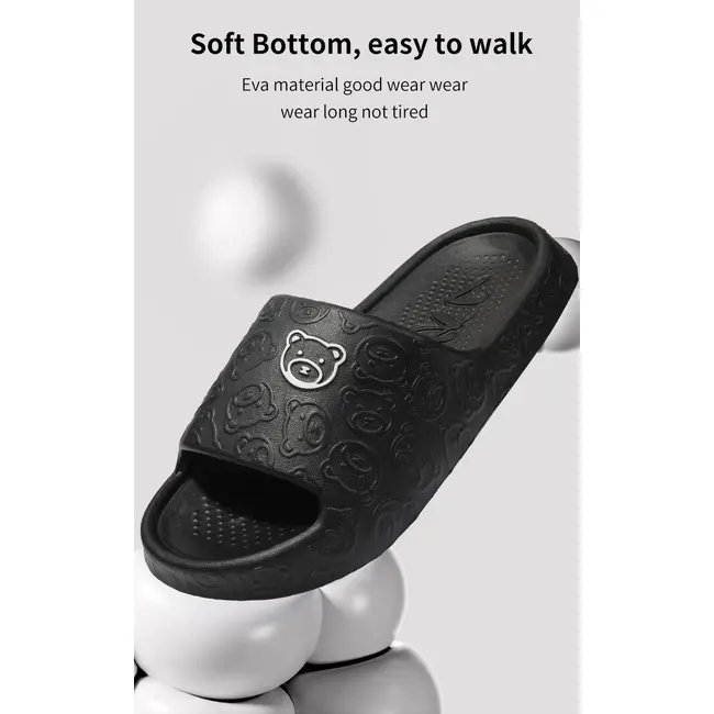 Printting Cute Bear Women Slippers Summer Indoor Soft Cartoon Sandals Bathroom Anti-slip Outdoor Comfy Men Leisure Shoes Couple 1021_18987