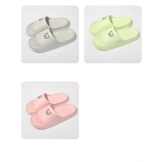 Printting Cute Bear Women Slippers Summer Indoor Soft Cartoon Sandals Bathroom Anti-slip Outdoor Comfy Men Leisure Shoes Couple 1021_18988