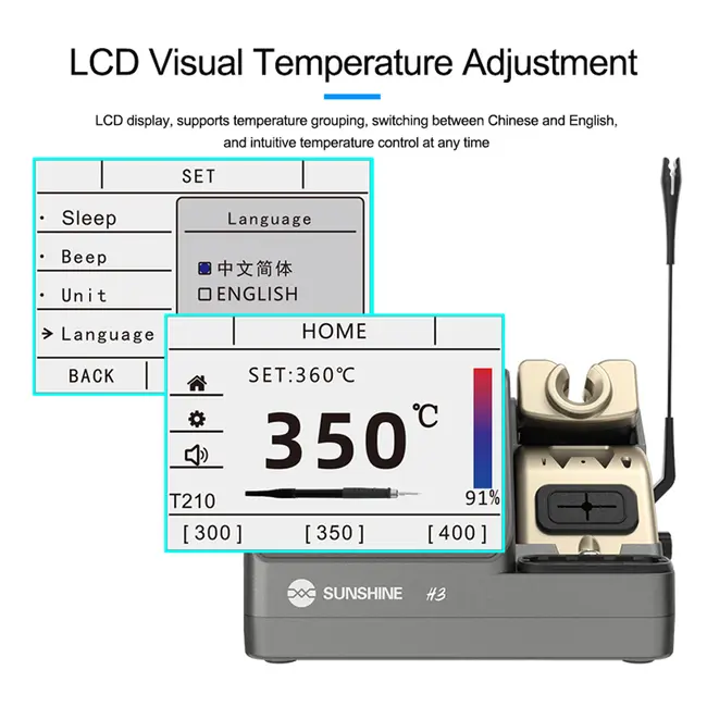 Sunshine H3 C210 Version 80W Intelligent Soldering Station Supports T245 / T210 / T115 Handles full set 985_18272