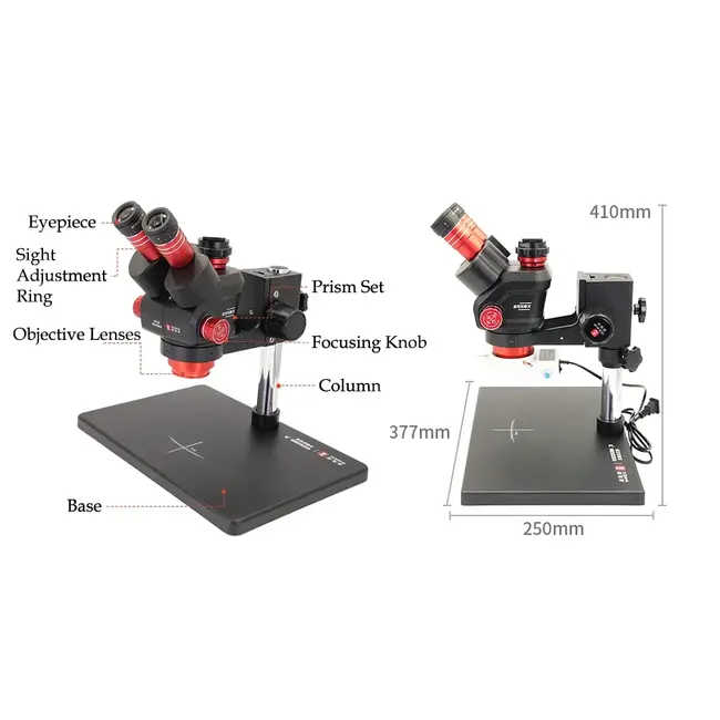 YCS-6558X 6.5X-58X 360° Rotation Trinocular Stereo Zoom Microscope with Big Base 1010_18775