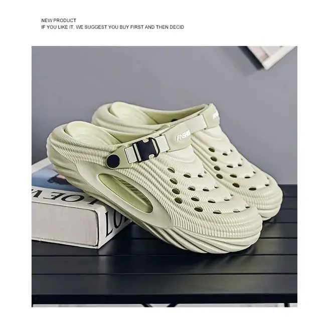 Large Size Men's Slippers Anti-Slip Odor-Resistant Operating Room Cap-Toe Clog Shoes Thick Bottom Sensation Beach Sandals 1003_18660
