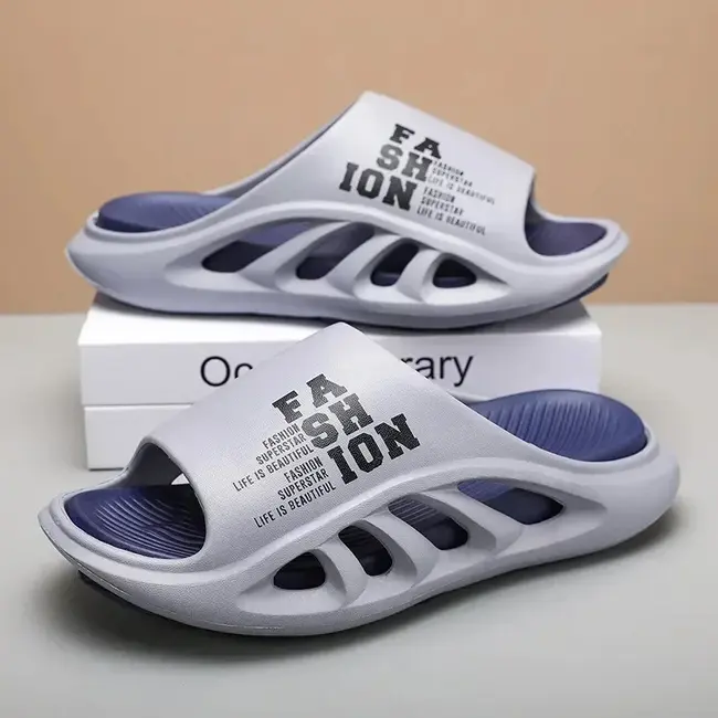 EVA Soft Sole Male Slides New Summer Men's Slippers Breathable Hollow Beach Sandals Light Comfortable Indoor Flip Flop 990_18364