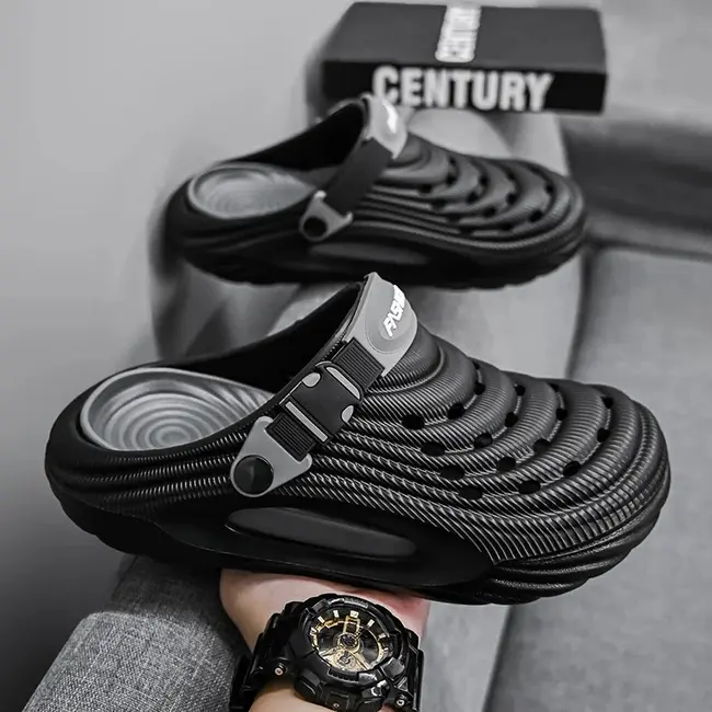 Large Size Men's Slippers Anti-Slip Odor-Resistant Operating Room Cap-Toe Clog Shoes Thick Bottom Sensation Beach Sandals 1003_18670