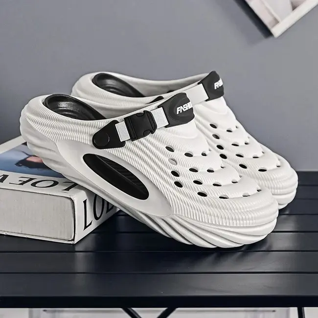 Large Size Men's Slippers Anti-Slip Odor-Resistant Operating Room Cap-Toe Clog Shoes Thick Bottom Sensation Beach Sandals 1003_18655