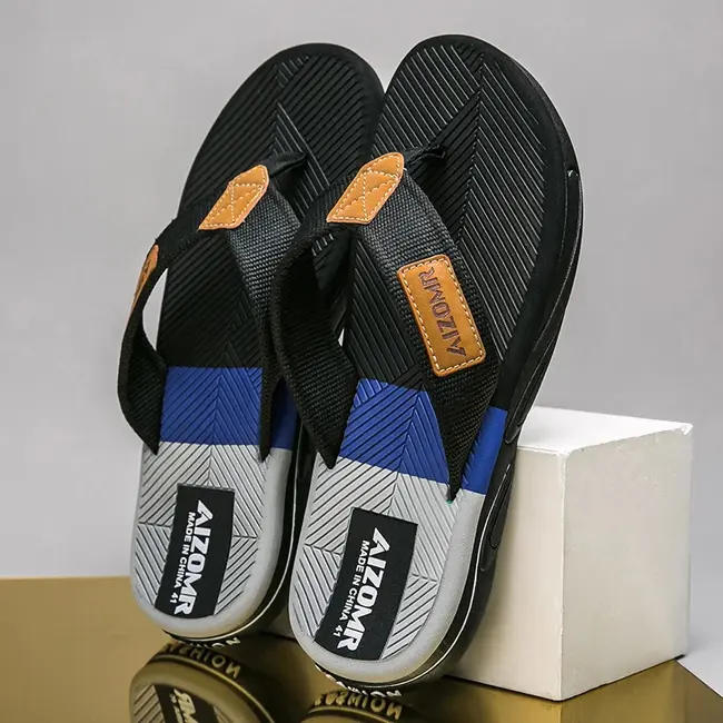 Men Mixed Colors Flip-flops Summer Comfortable Thick Sole Non-Slip Walking Shoes Round Head Lightweight Beach Slippers 1013_18803