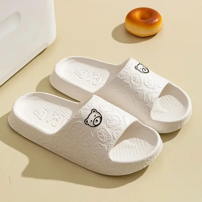 Printting Cute Bear Women Slippers Summer Indoor Soft Cartoon Sandals Bathroom Anti-slip Outdoor Comfy Men Leisure Shoes Couple 1021_18969