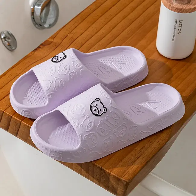 Printting Cute Bear Women Slippers Summer Indoor Soft Cartoon Sandals Bathroom Anti-slip Outdoor Comfy Men Leisure Shoes Couple 1021_18981