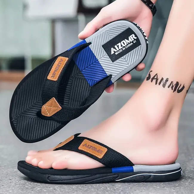 Men Mixed Colors Flip-flops Summer Comfortable Thick Sole Non-Slip Walking Shoes Round Head Lightweight Beach Slippers 1013_18805