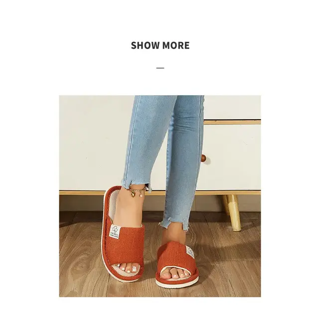 Home Linen Slippers For Men In Spring&Autumn Comfortable Bedroom Open-toed&Breathable Slippers Men's & Women's Shoes 995_18543