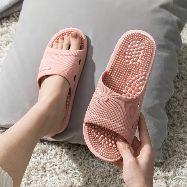 Solid Colour Men's Slippers Bathroom Anti-slip Massage Sandals Women Simple Soft Bottom Health Shoes 1024_19057