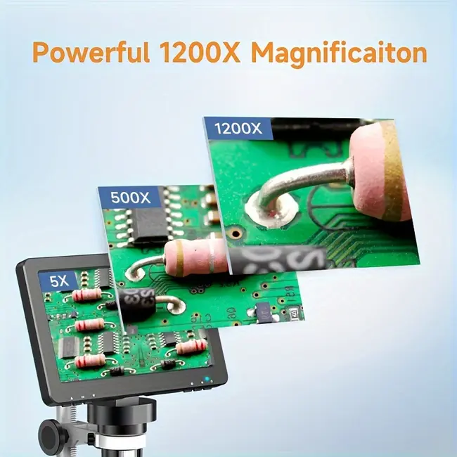 7‘’ Digital Microscope 1200X Zoom 12MP HD Electronic Microscopes Camera Magnifier for Soldering Phone Repair Microscope 1047_19227