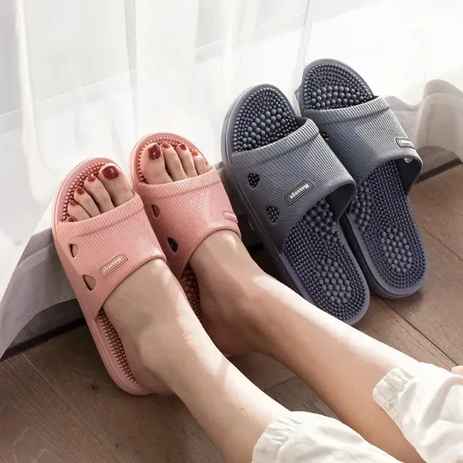 Solid Colour Men's Slippers Bathroom Anti-slip Massage Sandals Women Simple Soft Bottom Health Shoes 1024_19051