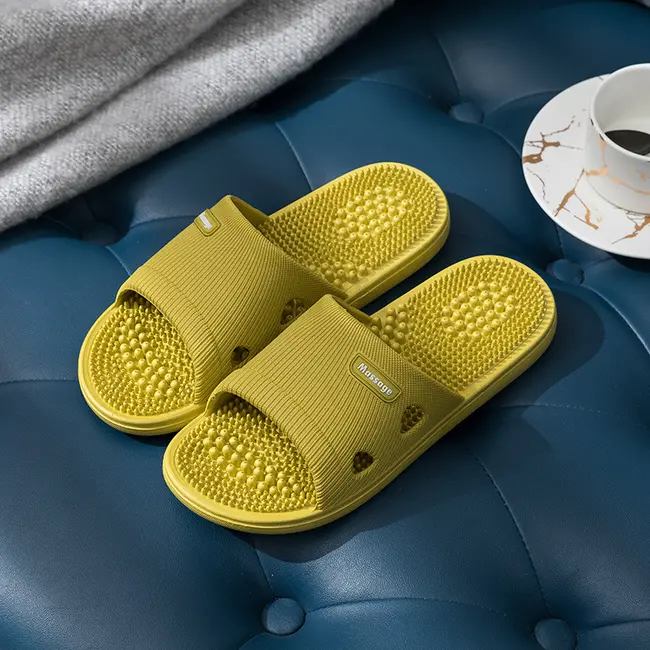 Solid Colour Men's Slippers Bathroom Anti-slip Massage Sandals Women Simple Soft Bottom Health Shoes 1024_19048