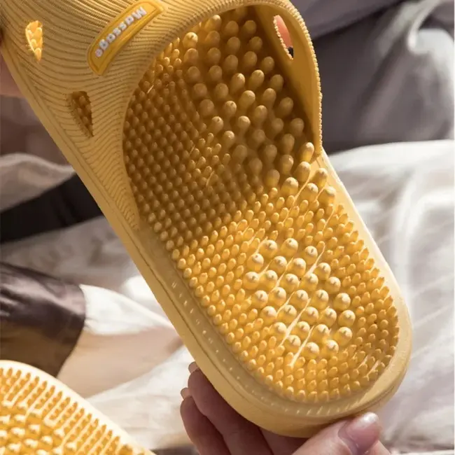 Solid Colour Men's Slippers Bathroom Anti-slip Massage Sandals Women Simple Soft Bottom Health Shoes 1024_19060