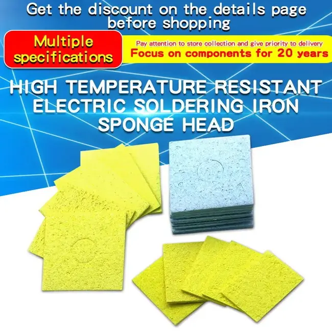 High Temperature Resistant Sponge Electric Soldering Iron Sponge Head Cleaning Sponge Pad Thickening Welding Access-50PCS 1139_19886