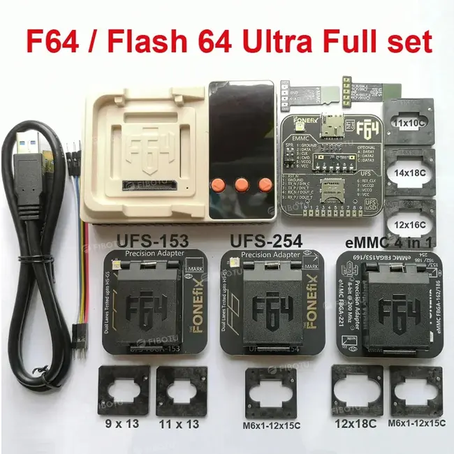 2026 NEW F64 UFS EMMC ISP V2 F64 Flash 64 Ultra Full set lite Tool Box F64 Box+eMMC 4 in 1+UFS BGA153+UFS BGA 254 Socket Adapter 1103_19621
