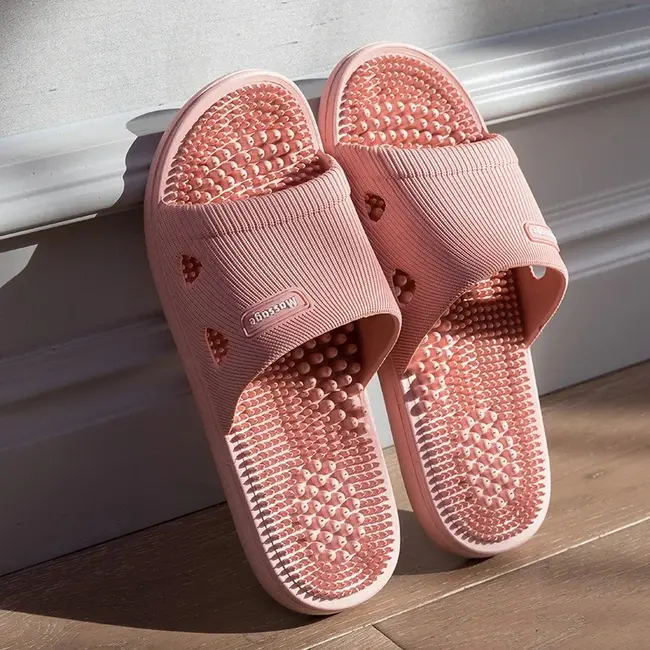 Solid Colour Men's Slippers Bathroom Anti-slip Massage Sandals Women Simple Soft Bottom Health Shoes 1024_19054