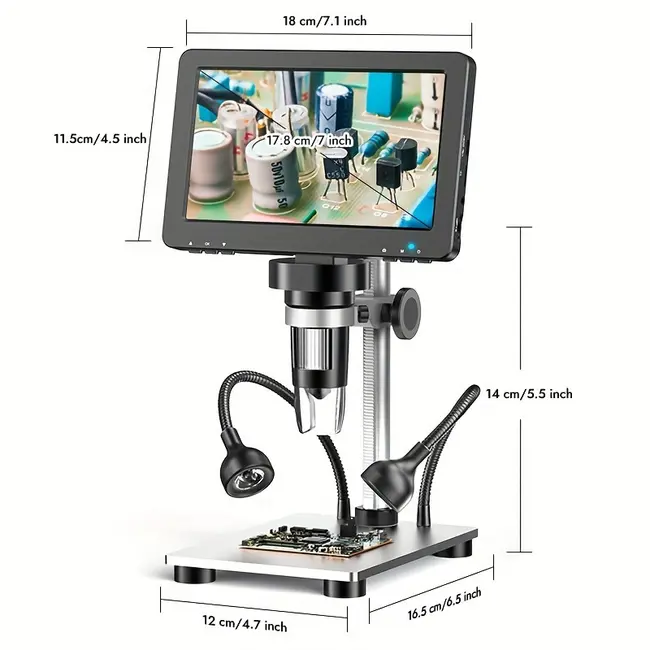7‘’ Digital Microscope 1200X Zoom 12MP HD Electronic Microscopes Camera Magnifier for Soldering Phone Repair Microscope 1047_19228
