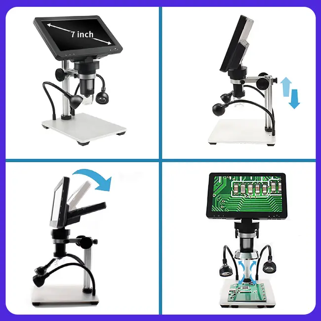 7‘’ Digital Microscope 1200X Zoom 12MP HD Electronic Microscopes Camera Magnifier for Soldering Phone Repair Microscope 1047_19225