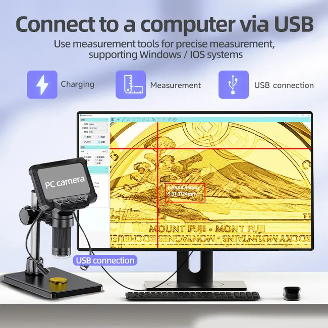 1600X Digital Microscope with 4.3inch IPS Screen Coin Microscope 1080P Video Microscope for Adult Kid Coin Magnifier with 8 LEDs 1048_19238