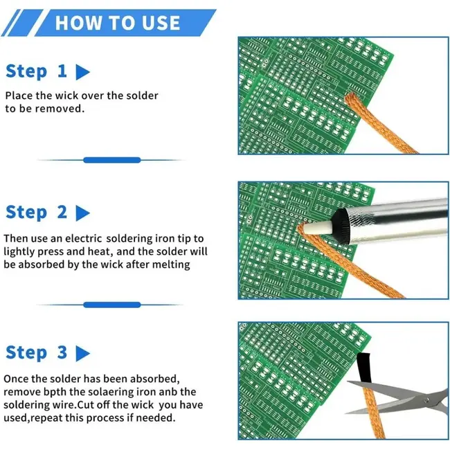 Tin suction Wire Manual Desoldering Suction 1.5m Welding Point Solder Remover Braid Tape Lead Cord Flux Tools 1044_19195
